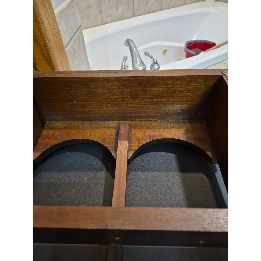 VTG Wooden Wall Mount Arched Curio Display Cubby Trinket Shelf 26”H Solid Wood